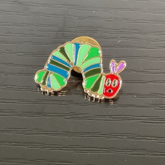 The Very Hungry Caterpillar Enamel Pin Brooch Green & Red Metal Lapel Pin - Picture 1 of 3